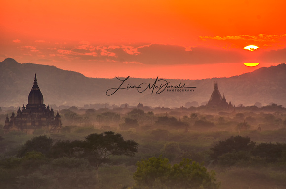 Bagan fiery red sunset